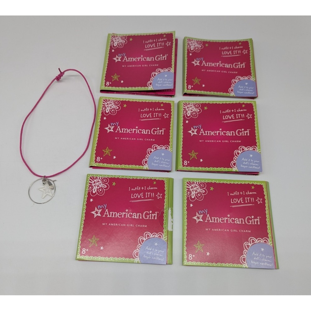My American Girl Charms Lot + Charm Keeper Necklace Real Brave Strong Confident